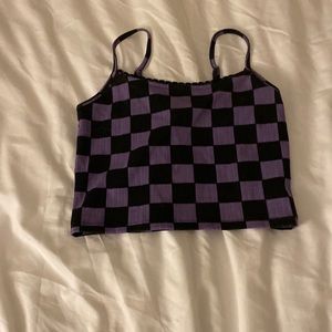 purple checkered crop top